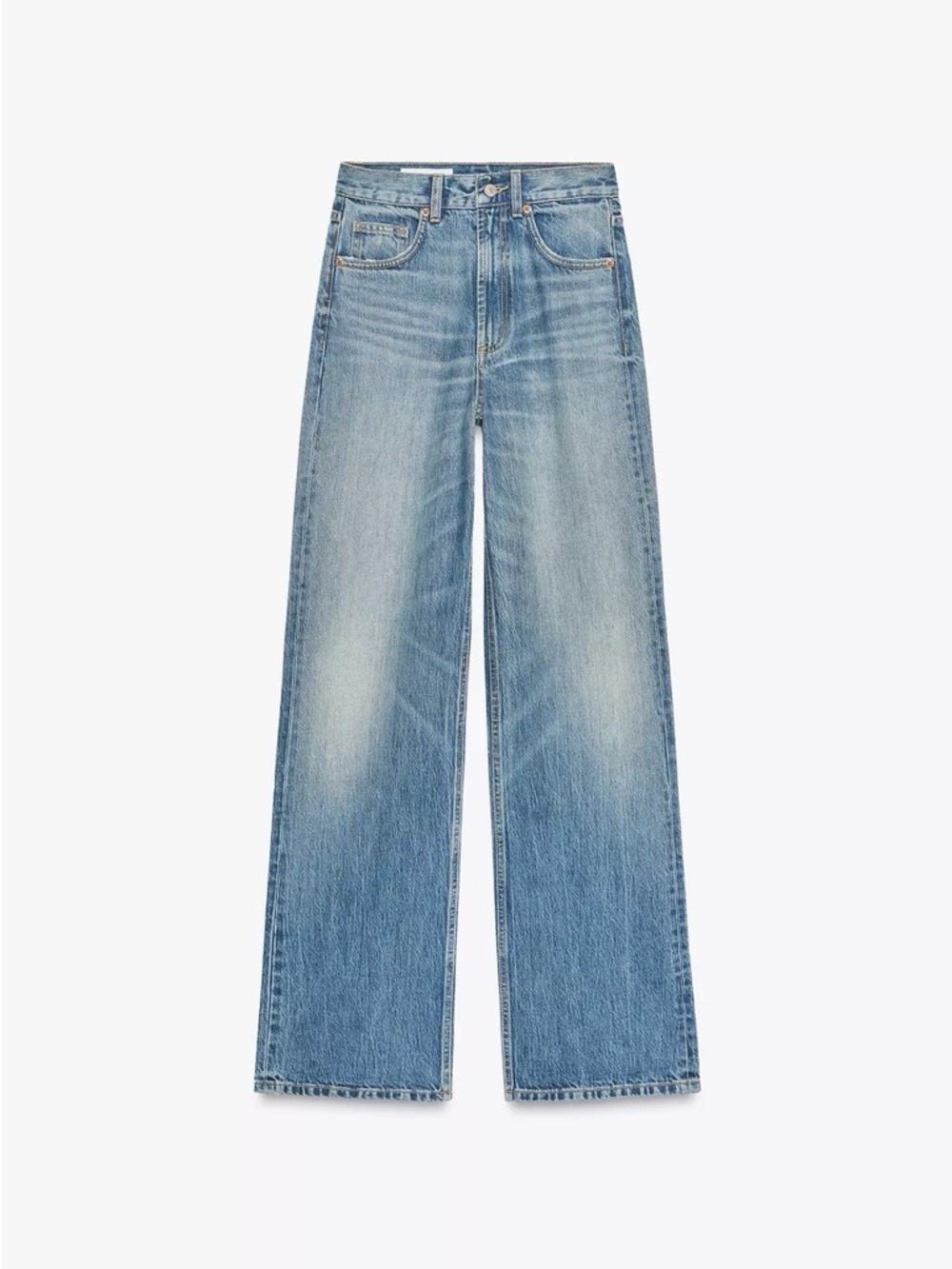 Zara TRF High Waist Blue Straight Leg Jeans US 0 EU 32